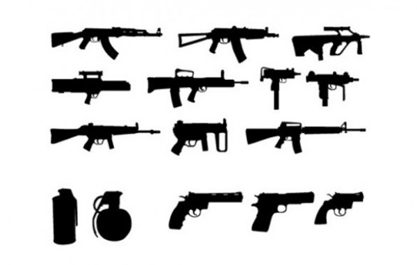 21 Modern Weapon Silhouettes Vector Pack web weapons vector unique ui elements stylish silhouettes shotguns set rifles quality png pistols original new modern military machine guns interface illustrator high quality hi-res HD guns grenades graphic fresh free download free eps elements download detailed design creative armaments ai   