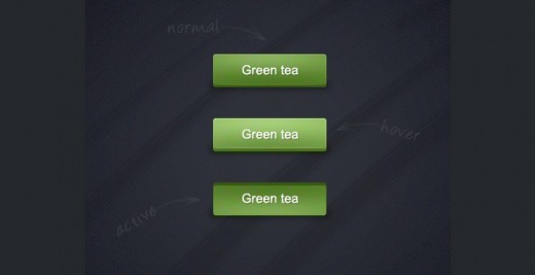 Attractive Green Tea UI Buttons PSD web unique ui elements ui stylish states simple quality original normal new modern interface hover hi-res HD green tea green button green fresh free download free elements download detailed design creative clean buttons active   