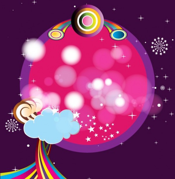 Colorful Fantasy Space Abstract Vector Background web vector unique stylish stars space quality purple pink original illustrator high quality graphic fresh free download free frame fantasy download design creative clouds circles background ai abstract   