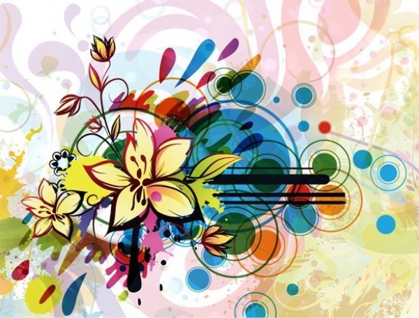 Colorful Flower Splash Abstract Vector Background web vector unique stylish splash quality original illustrator high quality graphic fresh free download free flowers floral download design creative colorful circles background abstract   