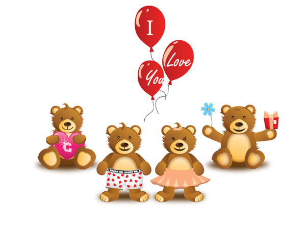 Teddies Love Vector Family Set vector teddy bear vector twitter teddy bear teddies love free download free balloons   