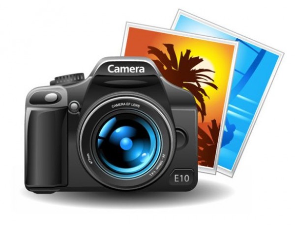 Basic DSLR Photo Camera Vector Graphic web vector unique stylish snapshots quality pictures photos original lens illustrator high quality graphic fresh free download free eps dslr download design creative camera black basic   