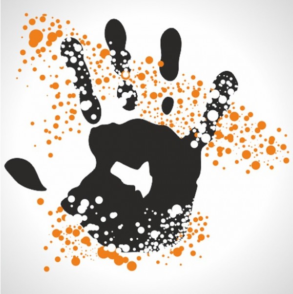 Grunge Hand Print Splatter Vector Graphic white web vector unique ui elements stylish splatter quality original orange new interface illustrator high quality hi-res HD handprint hand print hand graphic fresh free download free eps elements download detailed design creative circles cdr bubble black background ai abstract   