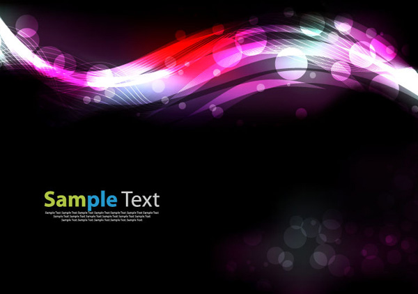 Bokeh Wave Abstract on Black Background web wavy wave vector unique stylish quality original new lights interface illustrator high quality graphic fresh free download free eps download detailed design dark creative colorful circles bubbles bokeh abstract bokeh black background abstract   