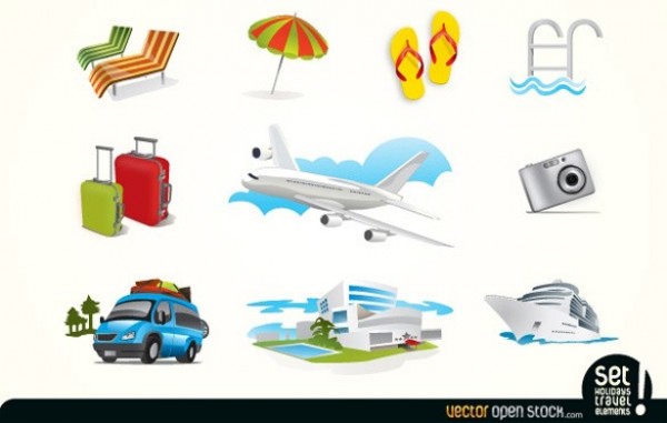 10 Vacation & Travel Theme Elements Vector Set yacht web vector unique umbrella ui elements travel stylish ship set quality original new interface illustrator icon hotel holidays holiday high quality hi-res HD graphic fresh free download free elements download detailed design cruise creative beach ai   