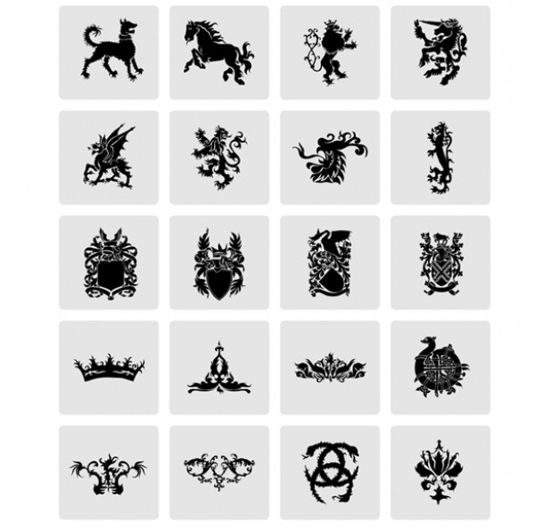 40 Great Heraldry Vector Set vector shield shapes royal photoshop ornaments old military luxury king herbs heraldry free vectors free downloads free eps emblems downloads crests black ancient ai   