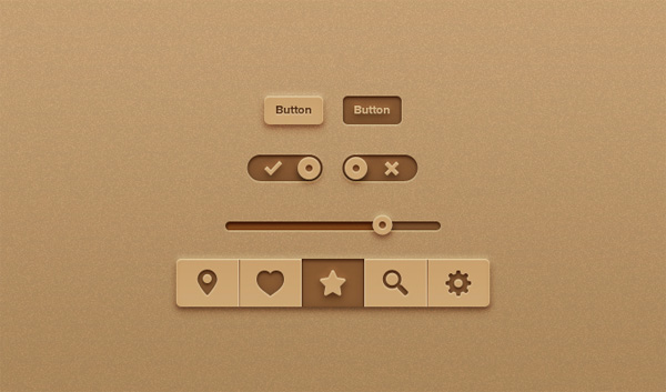 Recycled Paper Web UI Elements Kit PSD web unique ui set ui kit ui elements ui toggle switches tan stylish slider settings bar set recycled paper quality psd pressed original new modern interface hover hi-res HD fresh free download free elements download detailed design creative clean check boxes buttons brown active   