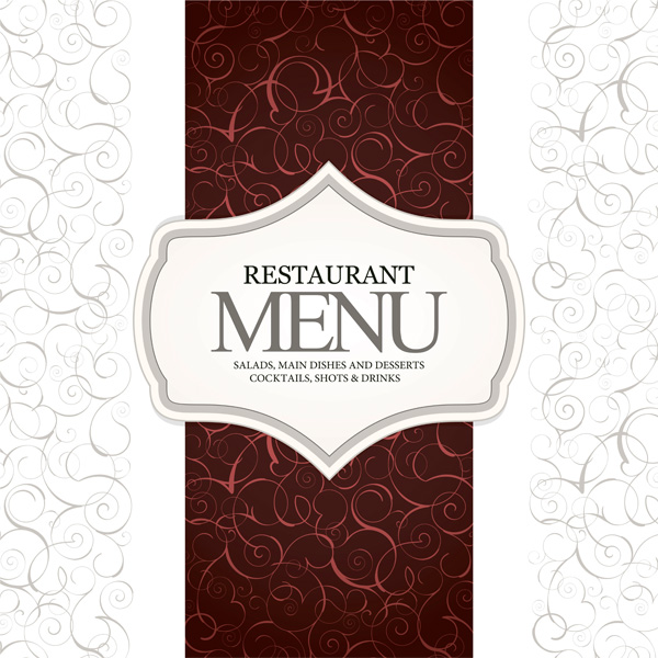 Vintage Restaurant Menu with Label vintage label vector swirls menu cover menu label free download free background   