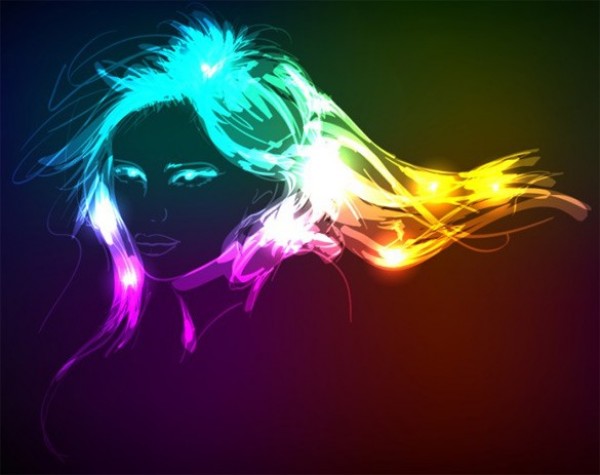 Glowing Neon Lights Vector Girl Graphic web vector girl vector unique ui elements stylish quality original new neon interface illustrator high quality hi-res HD graphic glowing girl fresh free download free eps elements electric download detailed design dark creative colorful bright background   