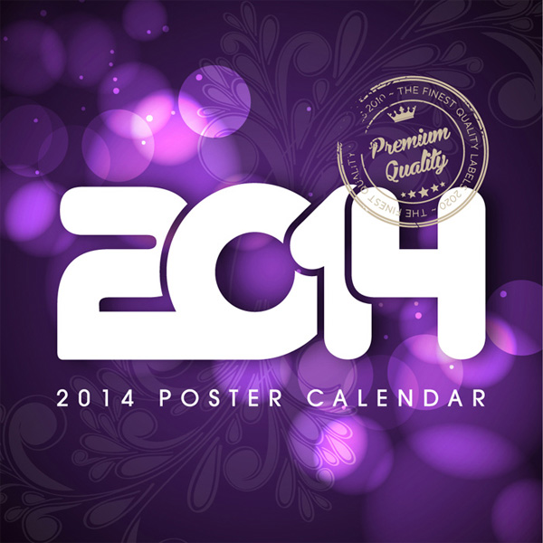 2014 Poster Calendar Vector Background vector purple poster free download free bubbles bokeh background abstract 2014 illustration 2014   