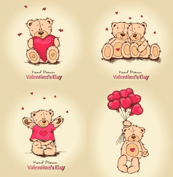 Sweet Teddy Bear Valentine's Graphics web vector valentines valentine's day unique ui elements teddy bear stylish quality original new interface illustrator high quality hi-res hearts heart HD hand drawn graphic fresh free download free elements download detailed design creative   