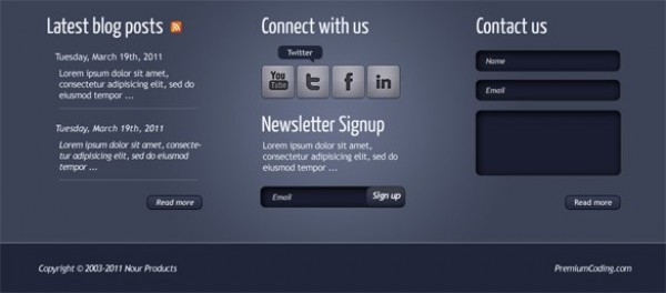 Dark Blue Website Footer Template PSD website webpage web unique ui elements ui template stylish quality psd original nour new modern interface hi-res HD fresh free download free footer template footer elements download detailed design dark creative clean blue   