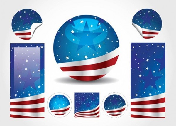 USA American Web UI Vector Elements Set white web vertical vector unique ui elements stylish sticker stars and stripes round sticker red quality original new national interface illustrator high quality hi-res HD graphic fresh free download free elements download detailed design curled creative buttons blue banner American flag american America ai   