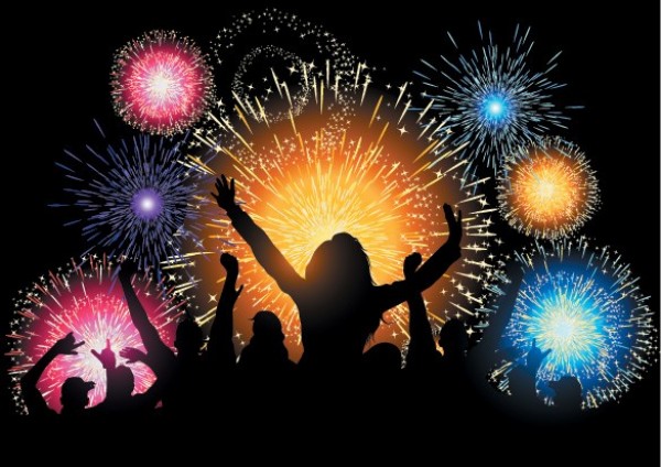 Colorful Fireworks Vector Celebration Background web vector unique ui elements stylish silhouette quality original new years new interface illustrator high quality hi-res HD graphic fresh free download free Fireworks elements download detailed design creative christmas celebration   