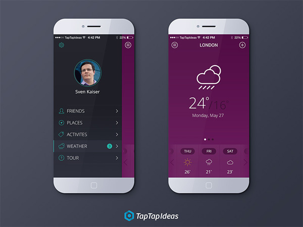 iOS7 Weather App Concept weather app weather ui elements ui temperature minimal free download free forecast concept app   