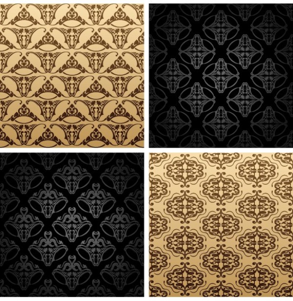 Vintage Seamless Ornamental Vector Patterns web vintage pattern vintage vector unique ui elements stylish seamless quality pattern ornamental original new illustrator high quality hi-res HD graphic gold fresh free download free download design creative black   