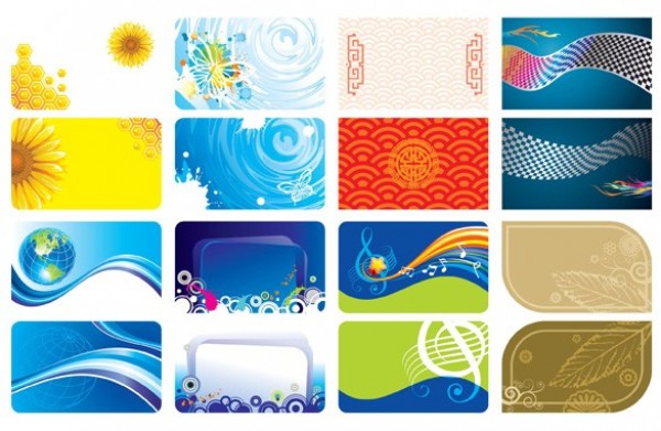16 Creative Business Card Templates Vector Set web waves vector unique ui elements stylish quality presentation pattern original organic new nature musical music leaves interface illustrator identity honeycomb high quality hi-res hexagon HD graphic globe front fresh free download free floral elements download detailed design creative card business cards bubbles blue back ai abstract   