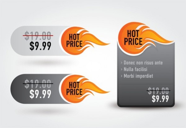3 Hot Price Vector Sales Badges Set web vector unique ui elements stylish sticker sales sale quality promo original new modal box interface illustrator hot price high quality hi-res HD graphic fresh free download free flame fiery elements download discount detailed design creative box badge   