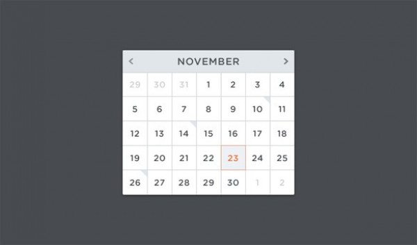 Clean Monthly Calendar Widget PSD web unique ui elements ui stylish quality psd original new monthly month modern light interface hi-res HD fresh free download free elements download detailed design creative clean calendar widget calendar   