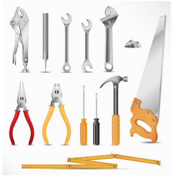 Handy Set of Vector Carpenter Tools Icons wrenches web vector tool icons vector unique ui elements toolkit tool icons stylish screwdrivers saw quality pliers original nuts new measuring tape interface illustrator icons high quality hi-res HD hammer graphic fresh free download free eps elements download detailed design creative carpenter tools   