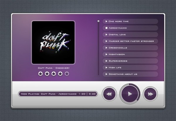 Classy Purple Music Player PSD web unique ui elements ui stylish simple quality purple psd player original new music player music modern interface hi-res HD fresh free download free elements download detailed design creative clean audio   