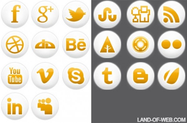 20 Round Orange Social Media Icons Set PNG white web vector unique ui elements stylish social round quality png original orange new networking media interface illustrator high quality hi-res HD graphic glossy fresh free download free elements download detailed design creative bookmarking   