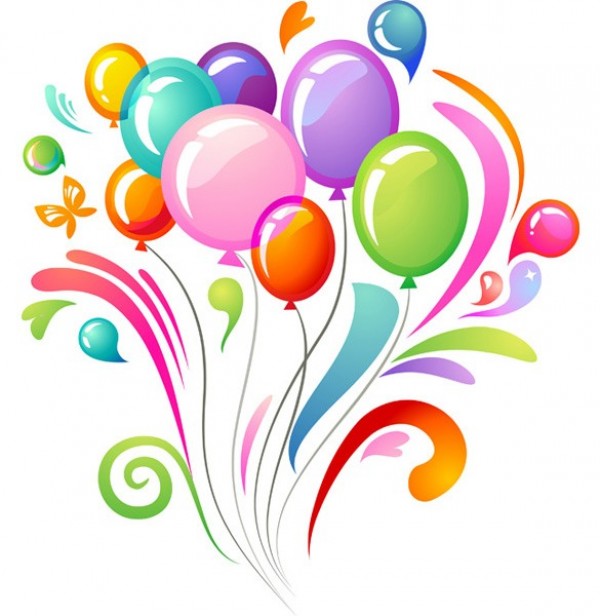 Colorful Balloons Celebration Vector Background web vector unique stylish quality original illustrator high quality graphic fresh free download free festive download design creative colorful celebration balloons background   