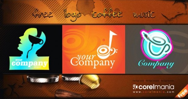 Trendy Music Coffee Vector Logos Set web vector unique ui elements stylish singer quality original new music logo music logotype logo interface illustrator high quality hi-res HD graphic fresh free download free elements download detailed design creative coffee logo coffee   