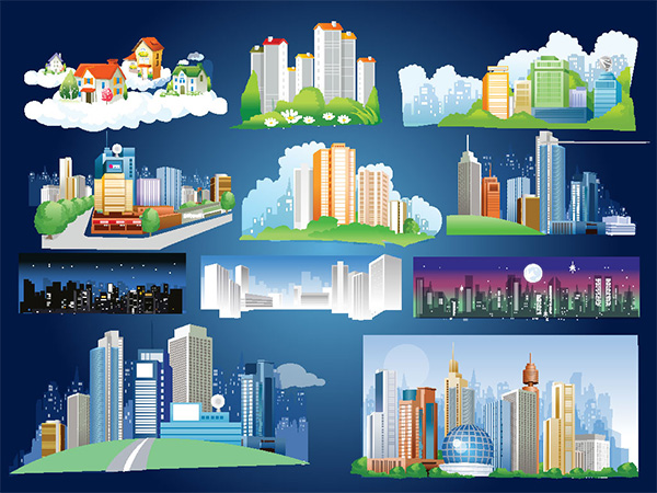 11 Cartoon Style Cityscape Vector Backgrounds vector scene night houses free download free cityscape city skyline city cartoon background   