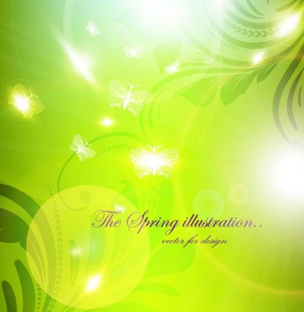 Glowing Green Spring Vector Background web vector unique stylish spring quality original new illustrator high quality green graphic glowing fresh free download free floral eps download design creative butterflies background   
