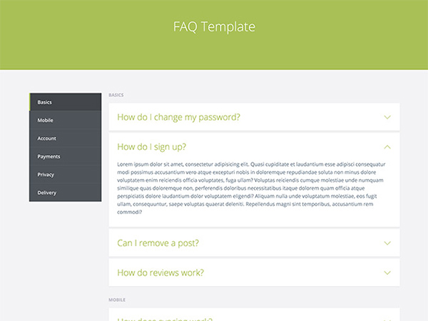 FAQ Template Page CSS page html faq template faq css   