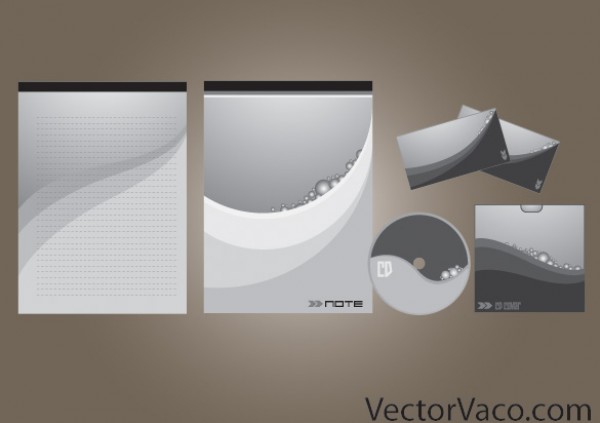 Wave Design Stationary Vector Pack template stationery paper office letters identity corporate card business background   