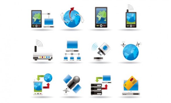 12 Blue Technology Related Icons PSD web unique ui elements ui stylish simple quality phone original new modern mobile internet interface icons hi-res HD globe fresh free download free elements download detailed design creative clean blue   