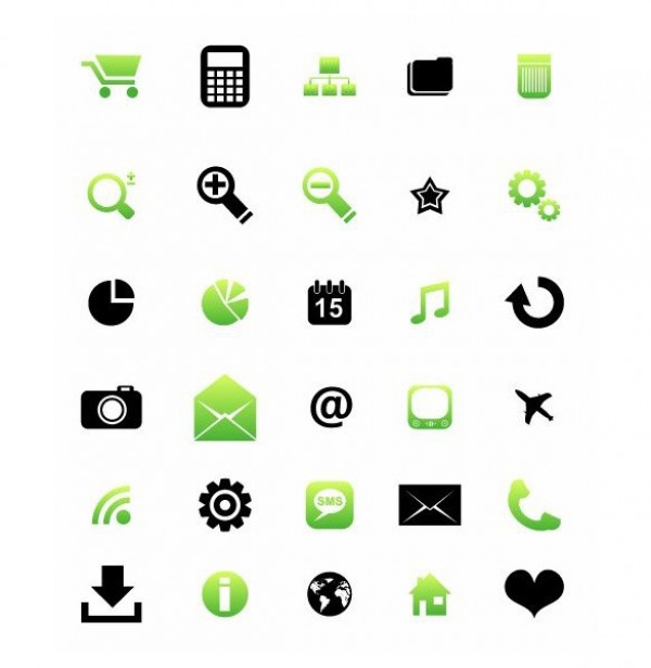 30 Sweet Green Black Web Icons Pack web icons web vector icons vector unique ui elements stylish simple set quality pack original new interface illustrator icons high quality hi-res HD green graphic fresh free download free elements download detailed design creative black   