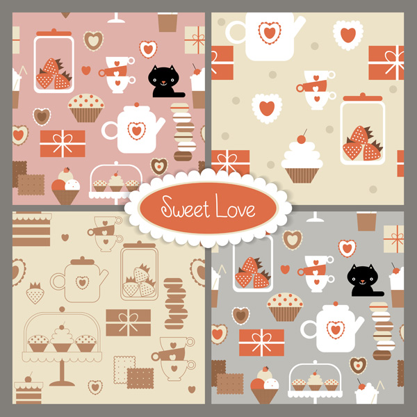 Sweet Love Vector Desserts & Treats Elements Set vector sweets vector tea sweets shop love free download free desserts cupcakes cup coffee cakes   