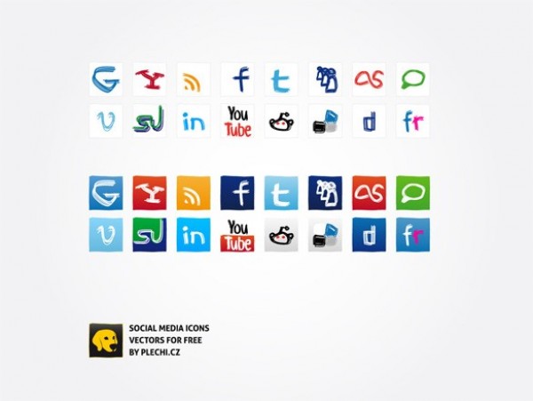 16 Hand Drawn Vector Social Icons web vector unique stylish social media icons social media social sketched quality pencil original new networking illustrator icons high quality hand sketched hand drawn graphic fresh free download free download design creative   