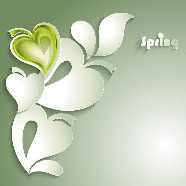 Heart Floral Applique Spring Background vector spring paper hearts green free download free floral cutout background applique   
