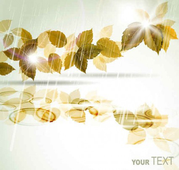 Autumn Leaves in the Rain Abstract Background yellow vector raindrops rain puddles lights leaves free download free background autumn leaves autumn abstract   