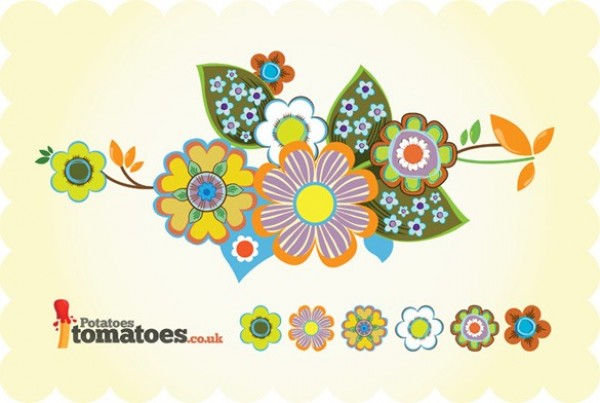 Cool Retro Floral Abstract Vector Graphic web vector unique ui elements stylish retro quality original new interface illustrator hippie high quality hi-res HD graphic fresh free download free flowers flower floral elements download detailed design decorated creative cool colorful background abstract   