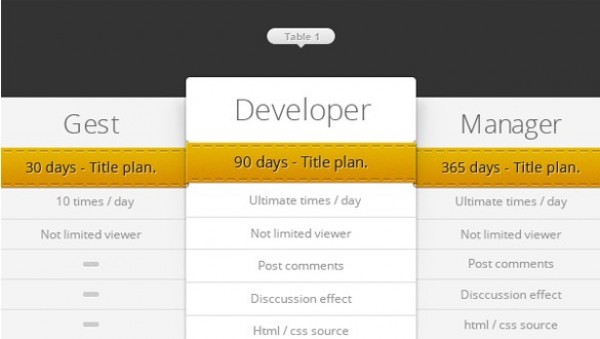 Detailed Pricing Comparison Tables Interface web unique ui elements ui table stylish signup quality psd pricing table pricing plan panels original new modern listing interface hi-res HD fresh free download free featured feature elements download detailed design creative comparison table comparison clean box   