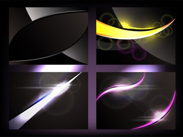 4 Black Glowing Abstract Vector Backgrounds yellow web vector unique ui elements stylish streaks quality original new light interface illustrator illuminated high quality hi-res HD graphic glowing glossy fresh free download free eps elements download detailed design creative black background abstract   