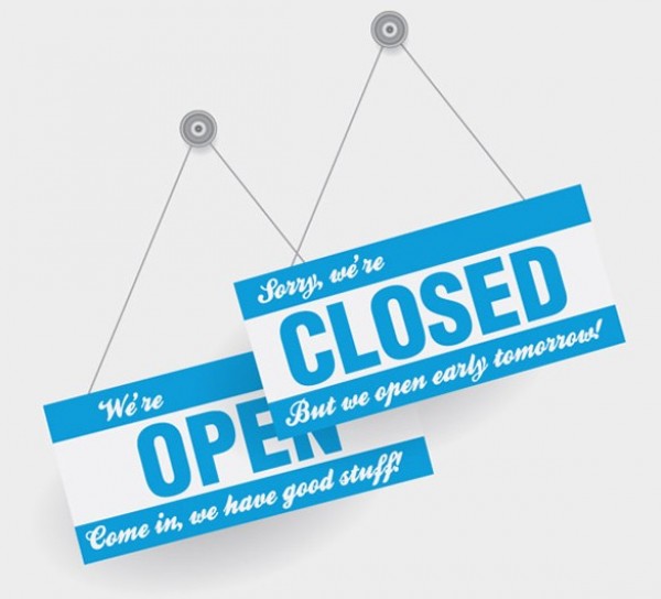 Blue Open & Closed Hanging Door Signs web vector unique ui elements stylish store open set quality original open sign open and closed new interface illustrator high quality hi-res HD hanging sign graphic fresh free download free elements download door sign detailed design creative closed sign blue ai   