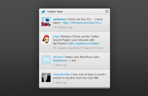 Grey Twitter Feed Search Widget PSD widget web unique ui elements ui twitter search widget twitter search twitter feed twitter stylish quality psd original new modern interface hi-res HD grey fresh free download free elements download detailed design creative clean box   