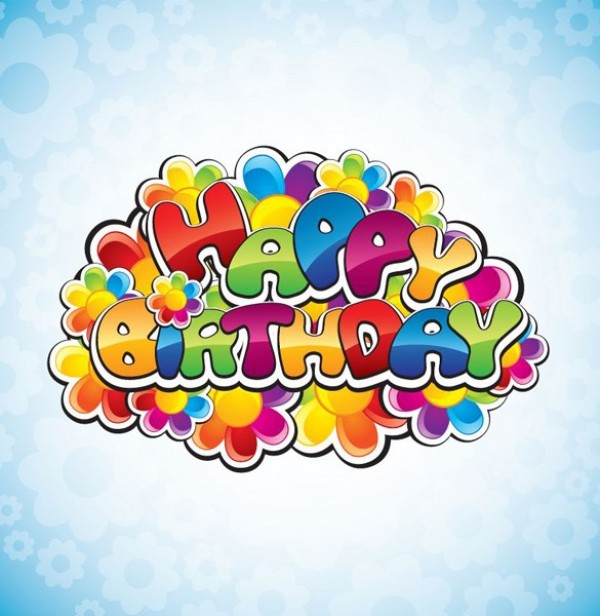 Colorful Happy Birthday Floral Cloud Background web vector unique ui elements text stylish quality original new interface illustrator high quality hi-res HD happy birthday graphic fresh free download free floral eps elements download detailed design creative clouds cloud blue birthday background   