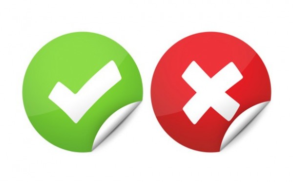 Right/Wrong Check & Cross Stickers Set yes wrong web unique ui elements ui stylish sticker simple right red quality original no new modern mark interface hi-res HD green fresh free download free elements download detailed design curled sticker curled cross creative clean check mark check   