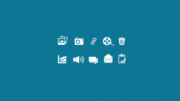 10 Digital Media Web Icons Set white volume video ui elements trash set photo messages mail list links icons icon graph free download free download camera   