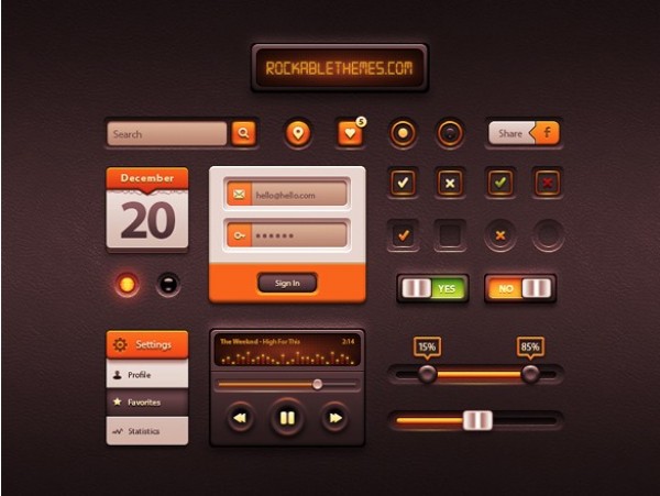 25 Caramel Web UI Elements Kit PSD white web unique ui set ui kit ui elements kit ui elements ui toggle switches switches stylish set selector bar search fields quality psd progress bar player original orange new music player modern login form login kit interface hi-res HD fresh free download free favs equalizer elements dropdown download detailed design creative clean check boxes caramel calendar   