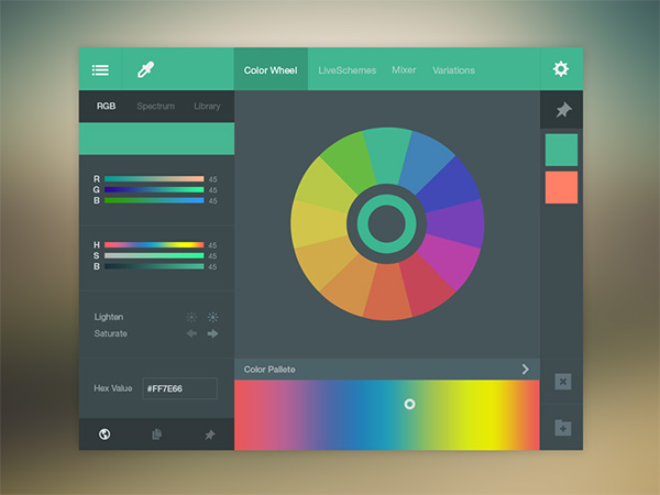 Color Picker with Wheel and Menu Interface ui elements ui menu free download free designer color wheel color picker   