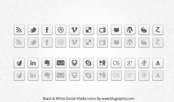 22 Black & White Social Media Icons Set PSD web unique ui elements ui stylish social icons set social quality psd original normal new networking modern interface icons hover hi-res HD grey fresh free download free elements download detailed design creative clean bookmarking black and white   