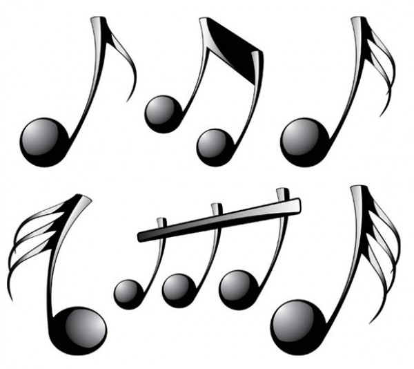 Glossy Black Musical Notes Vector Set web vector unique ui elements stylish sheet music quality original notes notations new musical notes musical music interface illustrator high quality hi-res HD graphic fresh free download free eps elements download detailed design creative black   
